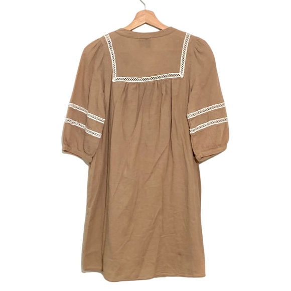 Hayden Tan Gauzy Boho Peasant Dress Size Small Babydoll Neutral Color - Picture 5 of 13